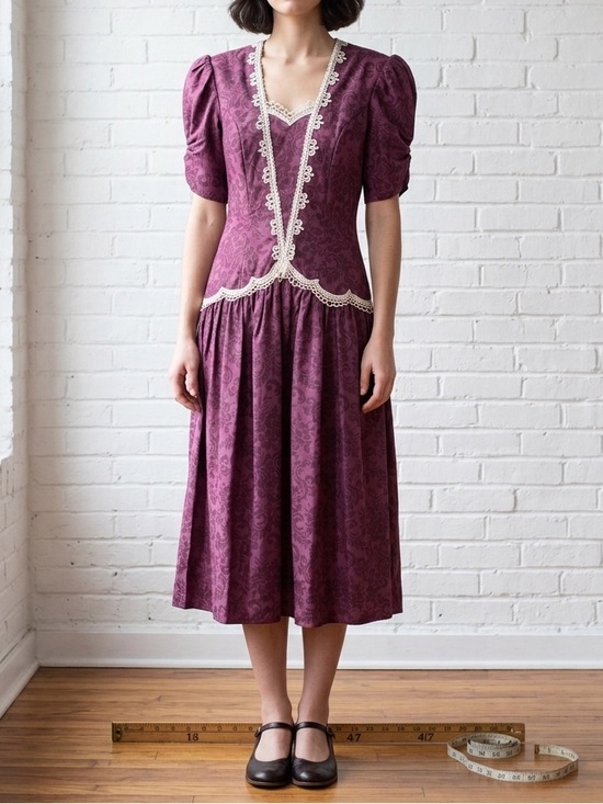 Gunne Sax Dresses & Skirts - Vintage 80s Jessica McClintock Gunne Sax Cotton Prairie Dress 7/8 Burgundy Lace
